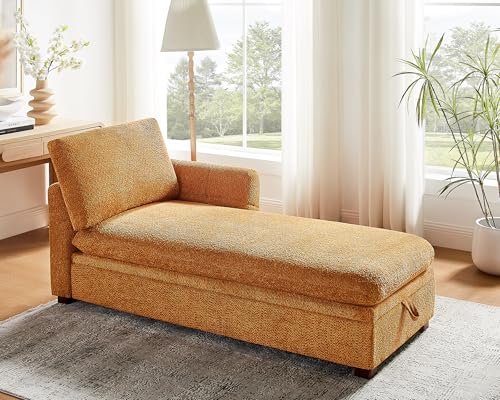 Oversized 70.47'' Chaise Lounge Chair with Storage, Boucle Curry, view 2