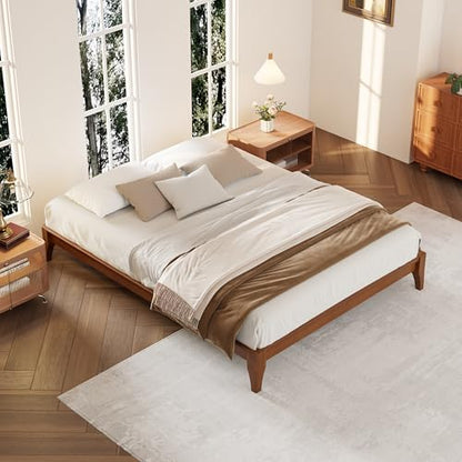 Modern Bamboo Japanese Joinery Queen Bed Frame, Tools Free, Brown, view 5