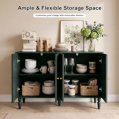 47” Arched Fluted Sideboard Buffet Cabinet with Storage, Green, view 4