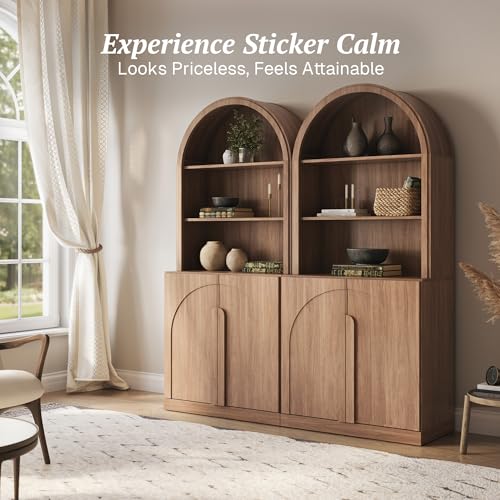 Set of 2 71"Tall Storage Cabinet with Arched Hutch, view 4