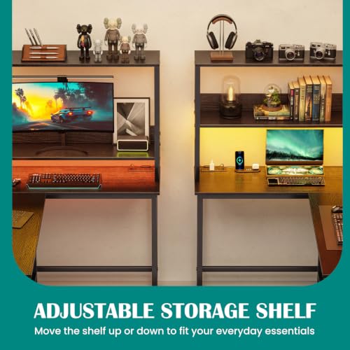 L Shaped Desk, Gaming Desk, LED Lights, 53 Inch, view 6