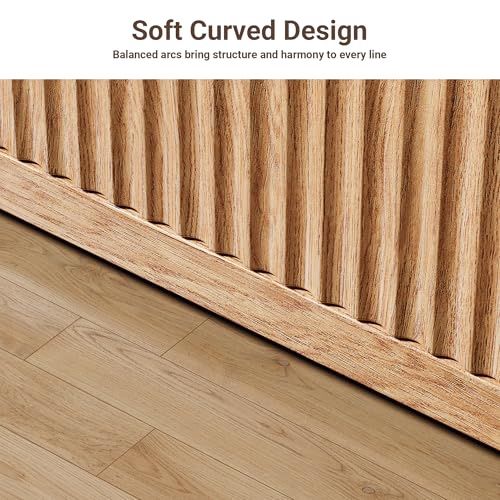 Fluted Dresser for Bedroom 6-Drawer Chest of Drawers, Natural Oak, view 7