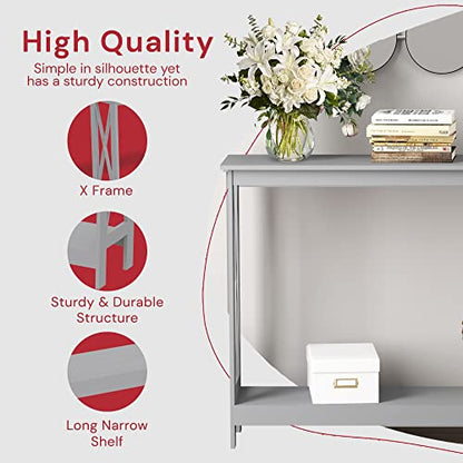 & Co. - Gray Console Table, 2-Layer Entryway Table, Console Tables for Entryway, Use As Doorway Table, Sofa Table, or Accent Furniture for Decorating Foyer, 12 x 31.5 x 39.5 Inches