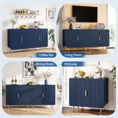 31" Fluted Buffet Cabinet,Modern Sideboard Cabinet with Storage,Blue, view 6