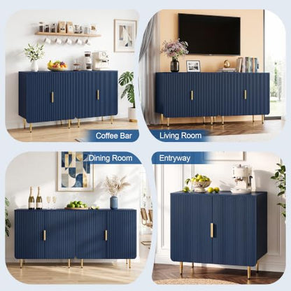 31" Fluted Buffet Cabinet,Modern Sideboard Cabinet with Storage,Blue, view 6
