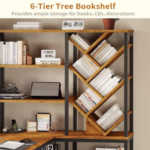 58" L Shaped Desk with Bookshelf and 3 Drawers for Home Office, view 6