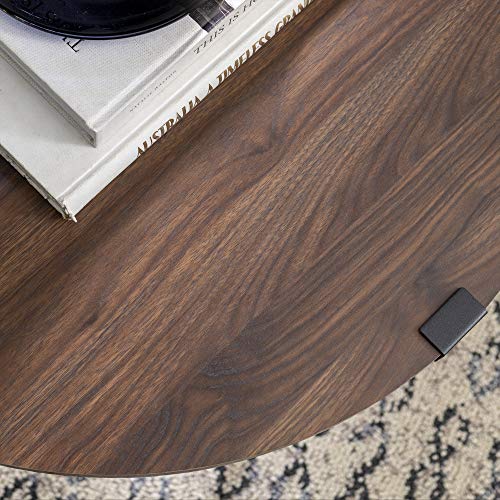 Anastasia Modern Metal Wrap X Base Coffee Table, 30 Inch, Dark Walnut and Black