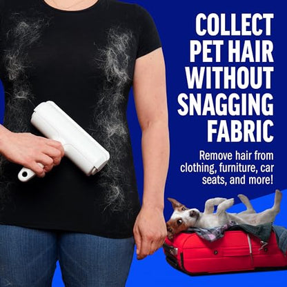 Pet Hair Remover – Original Size Reusable Lint Roller for Cat & Dog Hair on Furniture, Couch, Carpet, Car, Rugs & Bedding – Portable, Eco-Friendly (White)