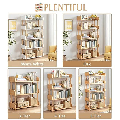5-Tier Wooden Open Bookcase, Oak, view 4