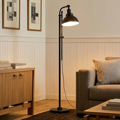 Dylan Industrial Floor Lamp for Living Rooms & Offices, Bright LED Light – Charming Farmhouse Standing Lamp, Adjustable Head Reading for Bedroom, Stunning Living Room Decor
