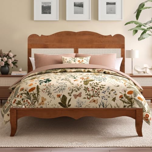 Queen Bed Frame with Headboard, Solid Wood Bedframe, view 2