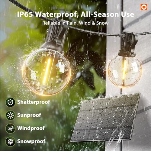 100FT Solar String Lights Outdoor with Remote, 54 LED Shatterproof Bulbs, view 5