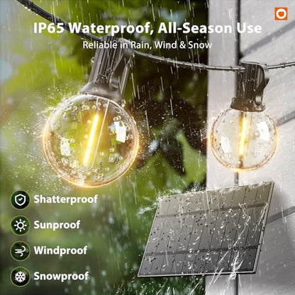 100FT Solar String Lights Outdoor with Remote, 54 LED Shatterproof Bulbs, view 5
