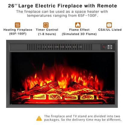 Fireplace TV Stand for TVs up to 65", Farmhouse Media Console,White, view 8