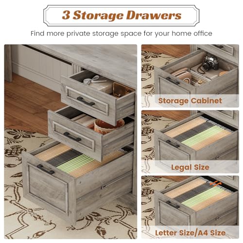 Executive Office Desk with 3 Drawers, view 5