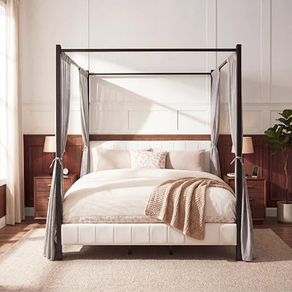 California King Size Upholstered Canopy Bed Frame, view 4