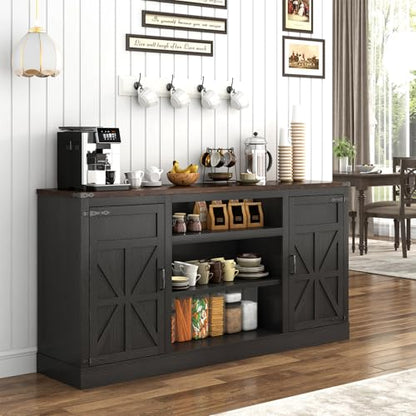66" Farmhouse TV Stand with Power Outlets for 75 Inch TVs, view 6
