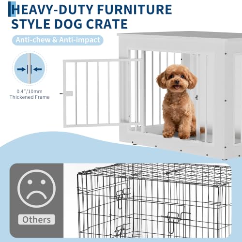38.2" Dog Crate Furniture for s/m/l Dogs, 2-in-1 Iron-Wood Dog Cage, view 6