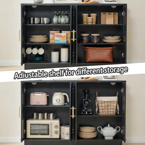Modern Sideboard Buffet Cabinet with Storage, Black, view 7