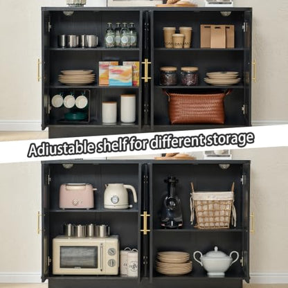 Modern Sideboard Buffet Cabinet with Storage, Black, view 7