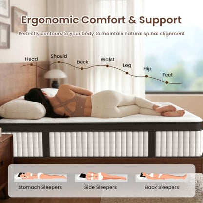 Twin Mattress, 10 Inch Hybrid Mattress in a Box, Fiberglass Free, view 7
