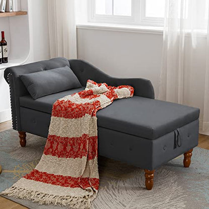 LUMISOL Modern Velvet Chaise Lounge with Storage, view 4