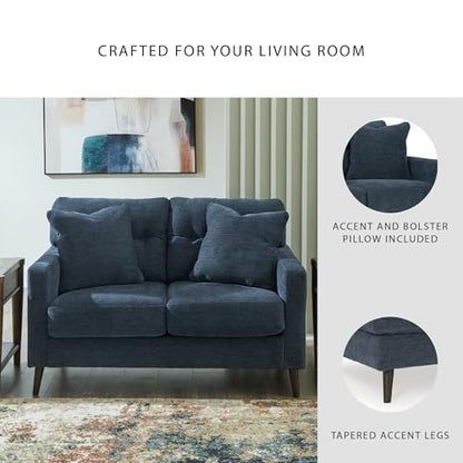 Signature Design by Ashley Bixler Classic Tufted Loveseat with Removable Cushions, Blue