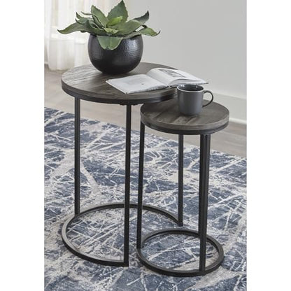 Black and gray industrial nesting accent tables, set of two, view 3