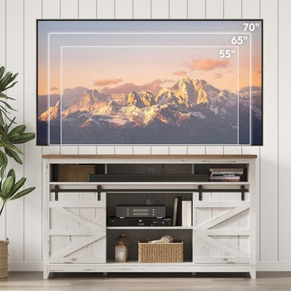Farmhouse TV Stand for up to 65" TV, Entertainment Center with Ajustable Shelves, view 5