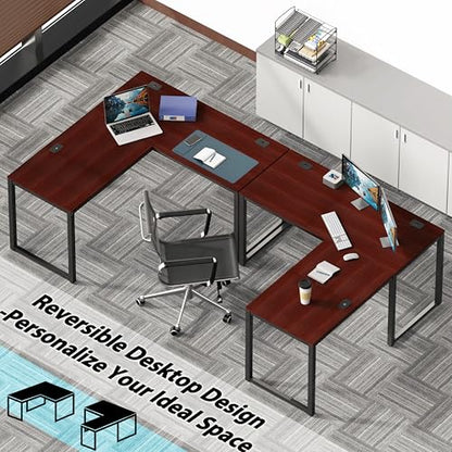 55 x 60 Inches Commercial-Grade L-Shape Corner Office Computer Desk, Cherry