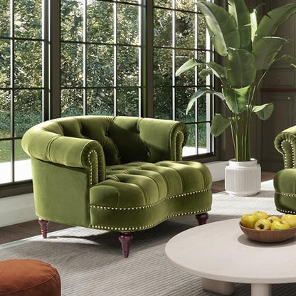 Jennifer Taylor Home La Rosa Victorian Tufted Upholstered Accent Chair Olive Green Performance Velvet