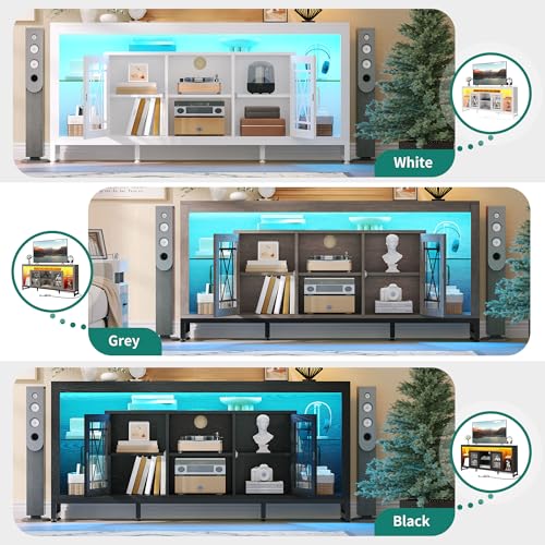 TV Stand for 75 inch TV, Entertainment Center with Storage, Black, view 6