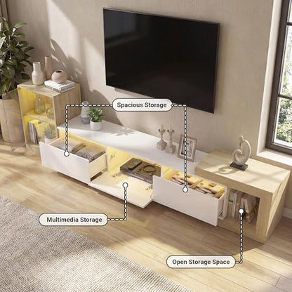 Extendable TV Stand with Glass Cabinet for 75”-110” TVs, view 4