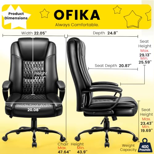 Ergonomic Leather Office Desk Chair,Executive with Lumbar Support, view 4