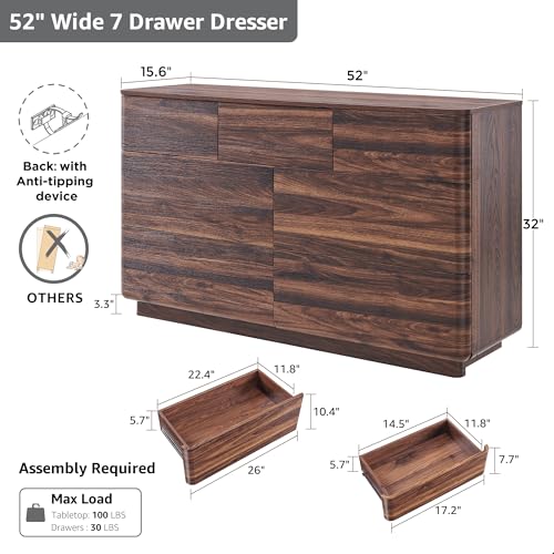 7 Drawer Dresser for Bedroom, Modern Push-to-Open Chest of Drawers, view 3