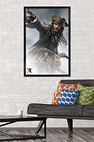 Disney Pirates of the Caribbean: At World's End - Jack Sparrow Wall Poster, 22.375" x 34", Black Framed Version