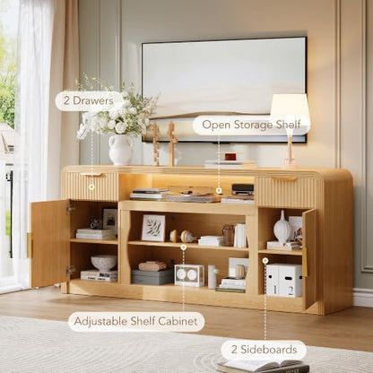70" Fluted TV Stand with Storage, Entertainment Center for TVs Up to 80", view 5