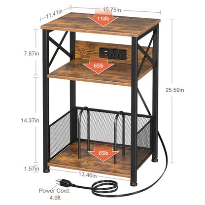 Record Player Stand with Charging Station, Vinyl Record Storage, view 4