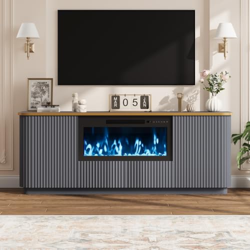 70" Fluted Fireplace TV Stand for TVs Up to 80", view 4