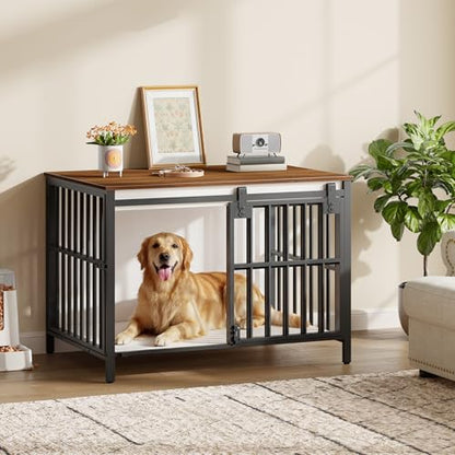 Dog Crate Furniture with Sliding Barn Door, view 4
