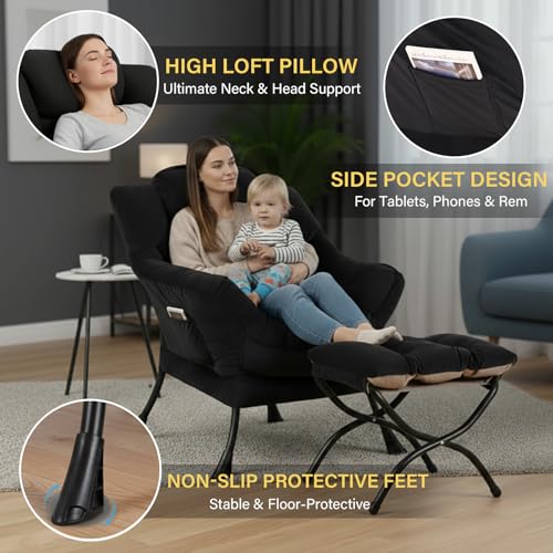 Lazy Chair with Ottoman Comfortable Living Room Setup, view 6