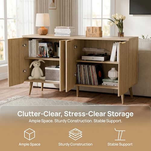 Fluted Sideboard Buffet Cabinet with Storage, view 6