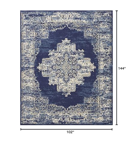 Home Grafix Navy Blue 8'6" x 12' Area Rug - Easy Clean, Non Shedding, Bed Room, Living Room, Dining Room, Kitchen (9' x 12')