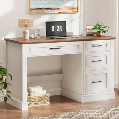 Farmhouse 47" Executive Desk with A File Drawer, Unique White., view 8
