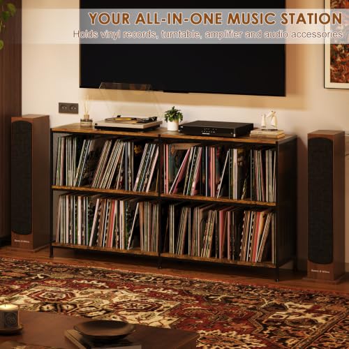 59.2" Record Player Stand with Vinyl Record Storage, Hold 700+ Records, view 6