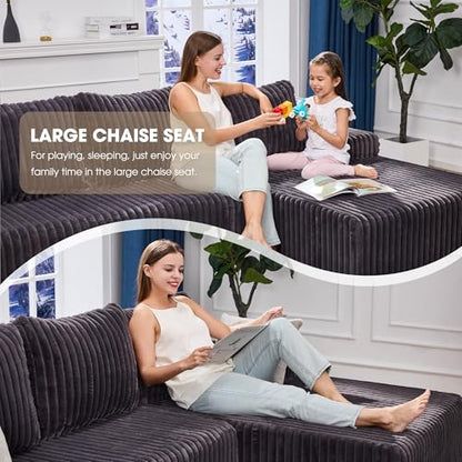 Boneless Couch Modular Sectional Sofa L-Shape Cloud Couch Lounge | 96" Right Facing Chaise Darkgrey,Memory Foam,Removable Cover,Non-slip Bottom,No Assemble Required,Furniture for Small Home