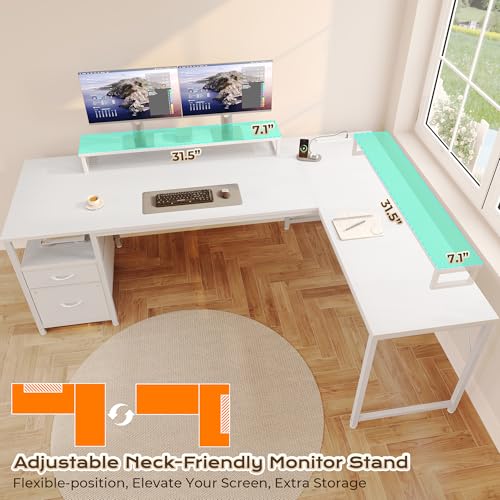 63 Inch L Shaped Desk with Power Outlets and USB-C Port, view 7