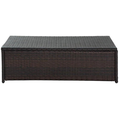 Outdoor Wicker Coffee Table, 44" Glass Top, Brown Finish, Steel Frame with UV-Resistant Resin Wicker, Tempered Glass, Durable Patio Furniture for Backyard or Garden Lounge Use