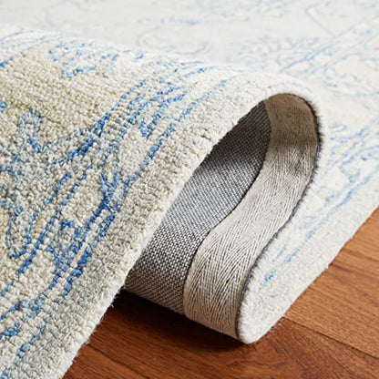 SAFAVIEH Micro-Loop Collection 2'3" x 8' BlueBeige MLP535M Handmade Premium Wool Entryway Foyer Living Room Kitchen Runner Rug