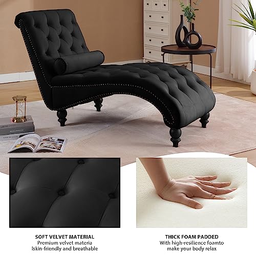 Chaise Lounge Chair Indoor, Button-Tufted Bedroom Lounge Chair, view 4